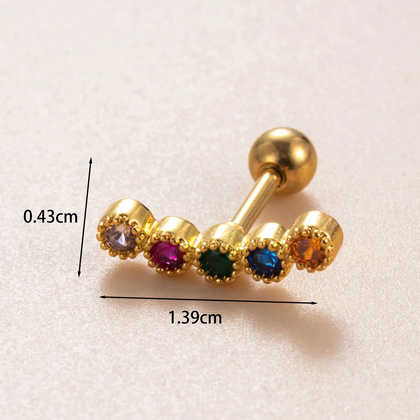 1 Piece Simple Series  Copper  18K Gold Plated Zircon Women's Stud Earrings h5 